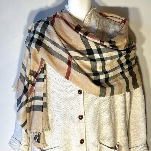 V. FRAAS Plaid Scarf 78x24 Academia Parisian Capsule Wardrobe German Timeless - Picture 1 of 5